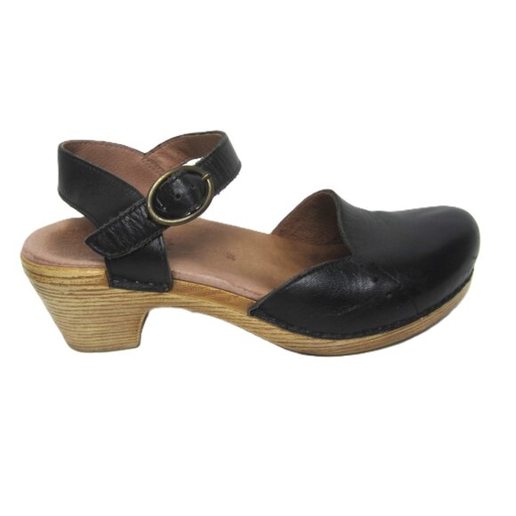 Dansko Maisie Closed Toe Sandal Heels Size 36 5.5 6 Black Leather Ankle Strap - Picture 4 of 10